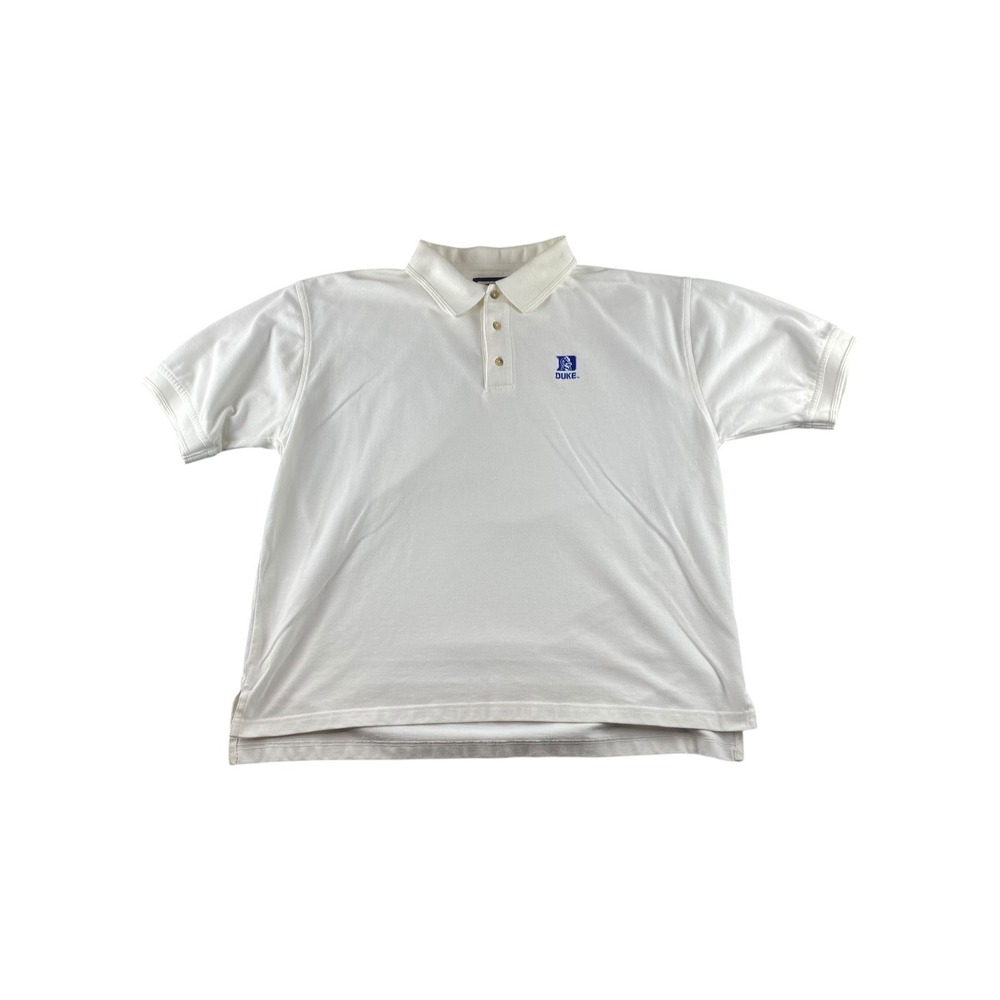 Duke Blue Devils Polo Shirt White Mens XL Embroidered Logo Casual Golf